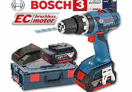 Bosch GSB18VEC Cordless 18V Brushless Combi Drill in L-Boxx (2 x 4.0Ah Li-ion)