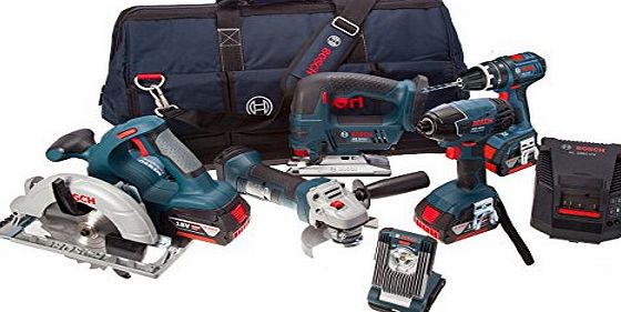 Bosch Professional Bosch BAG  18 V Professional 6 Piece Kit (includes 3 x 4.0 Ah Lithium Ion CoolPack Batteries)