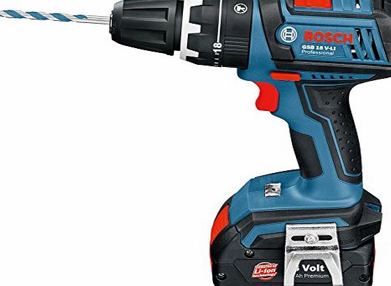 Bosch Professional GSB18VLI 18V Cordless Combi Drill with 2x3Ah Batteries