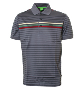Boss Airforce Blue and Black Stripe Polo Shirt
