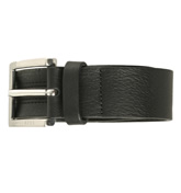 Black Black Leather Buckle Belt (Wilf)