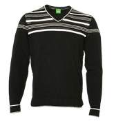 Boss Black, White and Grey V-Neck Sweater (Vokey)