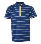 Boss Blue and White Stripe Pique Polo Shirt