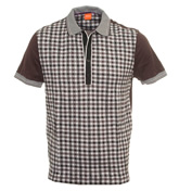 Boss Brown Check Polo Shirt