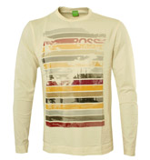 Boss Cream Long Sleeve T-Shirt with Printed