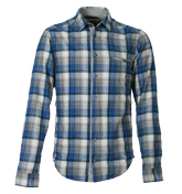 EningE Blue, White and Grey Check Shirt