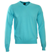 Boss Gent-Soft Blue V-Neck Sweater