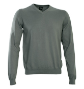 Boss Gent-Soft Grey V-Neck Sweater