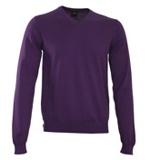 Boss Gent-Soft Purple V-Neck Sweater