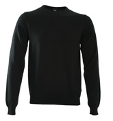 Genter-Soft Black Crew Neck Sweater