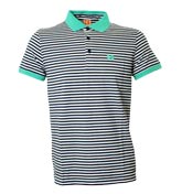 Green, White and Blue Stripe Polo Shirt