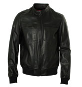 HUGO Black Soft Leather Jacket (Lamino)