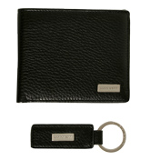 Boss Hugo Boss Black Leather Wallet and Keyring Set