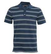Hugo Boss Blue Striped Pique Polo Shirt (Janis)