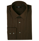 Boss Hugo Boss Dark Brown Stripe Long Sleeve Shirt (Enzo)