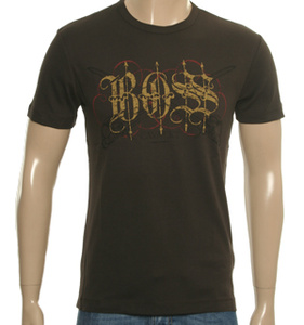 Hugo Boss Dark Brown T-Shirt with Printed Design