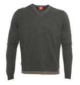 Boss Hugo Boss Dark Grey V-Neck Sweater (Aban)