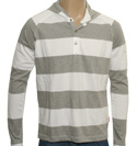 Boss Hugo Boss Grey and White Striped Hooded Sweatshirt (Pauro)