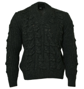 Boss Hugo Boss Grey V-Neck Chunky Sweater (Brondon)