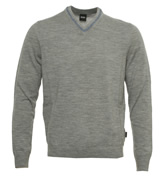 Boss Hugo Boss Grey V-Neck Sweater