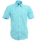 Hugo Boss Mid Blue Slim Fit Short Sleeve Shirt
