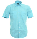 Boss Hugo Boss Mid Blue Slim Fit Short Sleeve Shirt