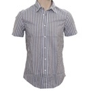 Hugo Boss Mid Grey Stripe Short Sleeve Shirt (Capsule E1)
