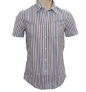 Boss Hugo Boss Mid Grey Stripe Short Sleeve Shirt (Capsule E1)