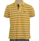 Boss Hugo Boss Mustard Yellow and Black Striped Pique Polo Shirt (Janis)