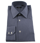 Hugo Boss Navy and White Check Long Sleeve Shirt