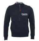 Boss Hugo Boss Navy Full Zip Sweatshirt With Frayed