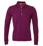 Boss Hugo Boss Purple Long Sleeve Pique Polo Shirt