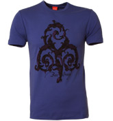 Boss Hugo Boss Royal Blue T-Shirt with Printed Design