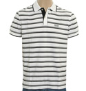 Hugo Boss White and Black Striped Pique Polo Shirt (Janis)