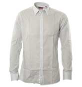 Boss Hugo Boss White and Blue Long Sleeve Shirt