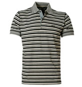 Boss Janis 44 Black and Grey Stripe Pique Polo