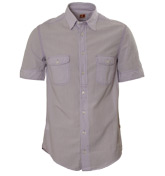 Boss Lilac and White Check Short Sleeve Shirt