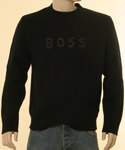 Boss Mens Black with Dark Grey Logo Chunky Wool Sweater - Orange Label