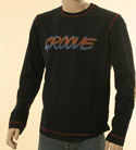 Boss Mens Black with Groove Design Long Sleeve Cotton T-Shirt