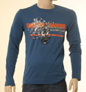 Boss Mens Blue with Silver Surfer Printed Design Long Sleeve T-Shirt