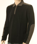 Mens Boss Black & Dark Grey 1/4 Zip Long Sleeve Polo Shirt - Orange Label