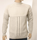 Mens Boss Cream High Neck Ribbed Design Wool Mix Sweater