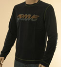 Mens Boss Navy with Groove Design Long Sleeve Cotton T-Shirt - Orange Label