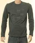 Boss Mens Dark Green with Grey Velour Logo Long Sleeve T-Shirt - Black Label