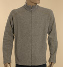 Boss Mens Grey with Yellow Stitching Full Zip Sweater - Black Label