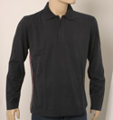 Mens Navy 2 Button Long Sleeve Cotton Polo Shirt - Orange Label