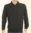 Mens Navy Long Sleeve Cotton Polo Shirt - Black Label