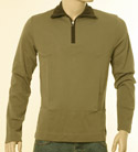 Boss Mens Olive & Dark Brown 1/4 Zip High Neck Sweatshirt - Orange Label