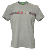 Boss Mid Grey T-Shirt with Sewn BOSS Logo (Theo)