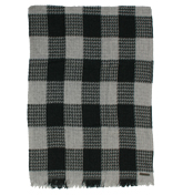 Boss Naux Black and Grey Check Tassle Scarf